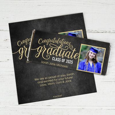 100 Pack Personalized Graduation Chocolate Candy Bar Wrapper Favors For DIY Favors, Party Gifts, Keepsakes & More - Congratulations Graduate (Candy Not Included)
