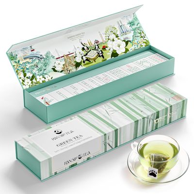 PANSIPTEA Premium Green Tea Gift Set, 18 Count Premium Grade Whole Leaf Green Tea Bags, Natural No-Flavoring Pure Tea, Luxury Tea Gifts for Tea Lovers, 9 Pack