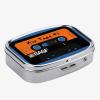 1pc Square Pill Box, Mini 2 Compartment Medicine Pill Organizer, Household Portable Medicine Storage Box, Vitamins Fish Oil for Pockets Purses Travel Unique Gift (Blue Cassette Tape) view 2