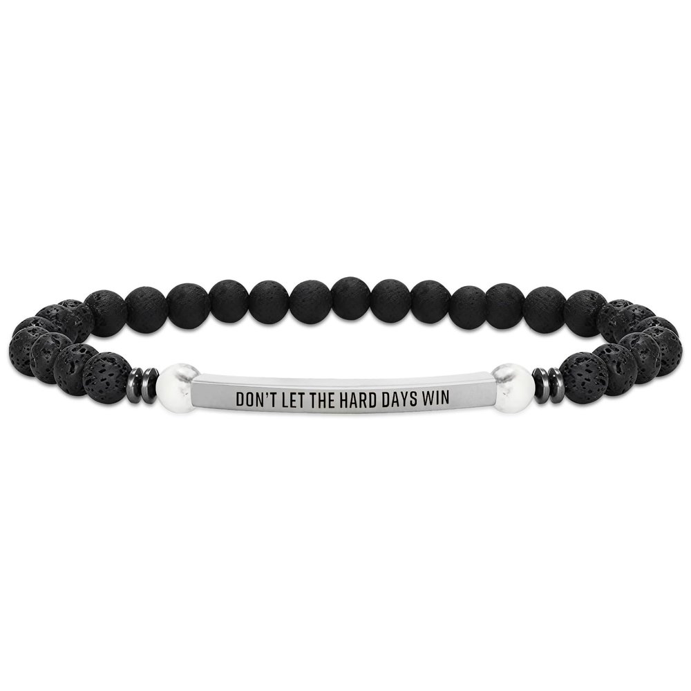 INSYOHO Dont Let the Hard Days Win Bracelet Inspirational Healing Crystal Bracelet for Women & Men, Volcanic rock Beaded Adjustable, Motivational Gift for Stress Relief & Positivity