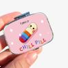 1pc Square Pill Box, Mini 2 Compartment Medicine Pill Organizer, Household Portable Medicine Storage Box, Vitamins Fish Oil for Pockets Purses Travel Unique Gift (Pink Chill Pill) view 1