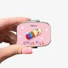 1pc Square Pill Box, Mini 2 Compartment Medicine Pill Organizer, Household Portable Medicine Storage Box, Vitamins Fish Oil for Pockets Purses Travel Unique Gift (Pink Chill Pill) view 3