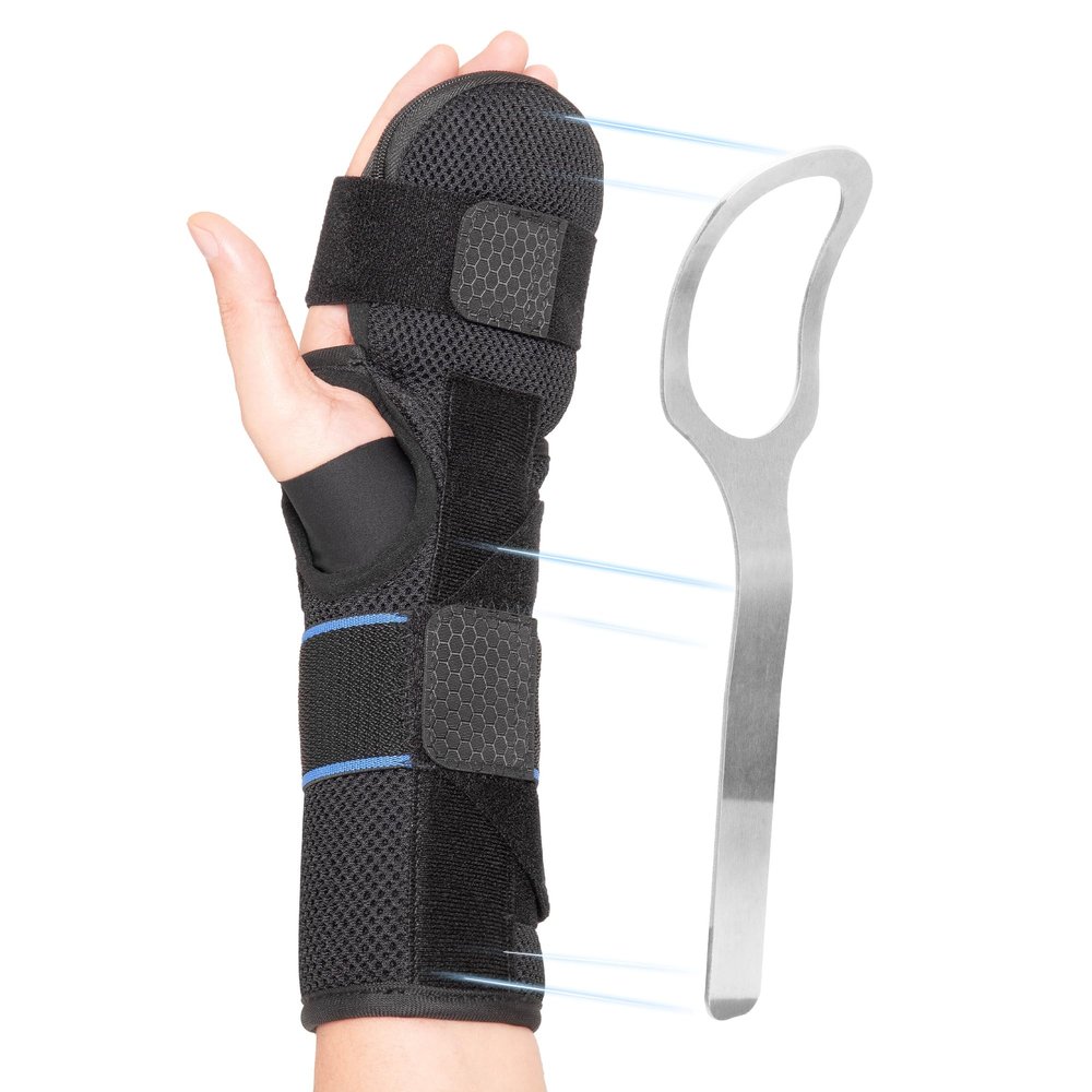 fibee Resting Hand Splint, Stroke Hand Wrist Brace for Carpal Tunnel Night Support, Pain Relief for Stroke Recovery, Flexion Contractures, Arthritis, Tendonitis, Left Hand, Black, S