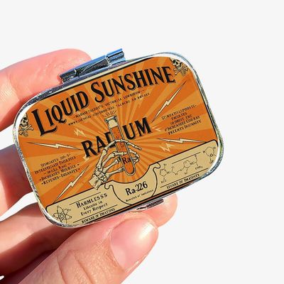 1pc Square Pill Box, Mini 2 Compartment Medicine Pill Organizer, Household Portable Medicine Storage Box, Vitamins Fish Oil for Pockets Purses Travel Unique Gift (Liquid Sunshine)