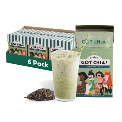 Got Chia! Mellow Matcha Dream (x6 Boxes of 4) Superfood Latte Mix Chia Seeds Drink, Clean Label Energy, Ceremonial Grade Japanese Matcha