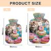 Hot Water Bottle with Soft Cover Bed Hand Feet Warmer Winter Gift Cute Cats with Donuts Hot Water Bag for Menstrual Cramps Small view 3