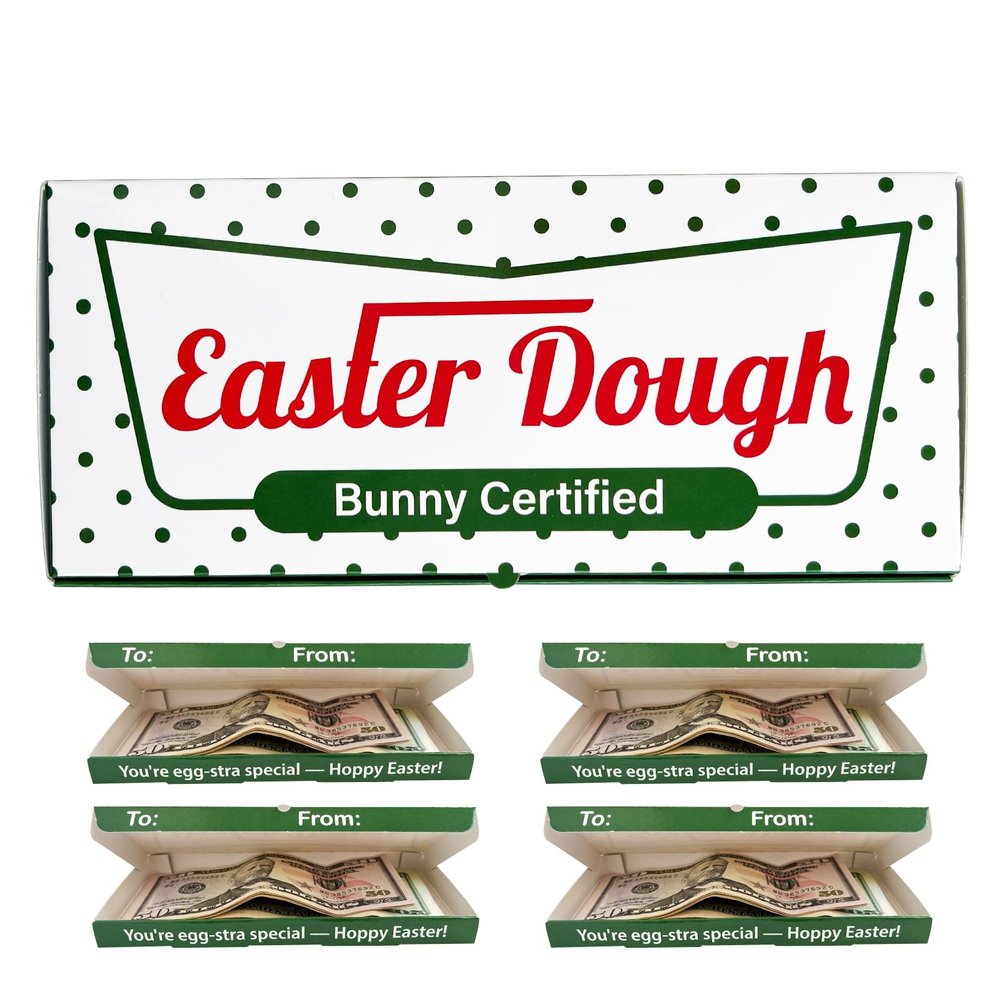 4 Pack Easter Dough Bunny Certified Gift Box Fun Easter Basket Stuffer, Holiday Treat Holder, Cute Money Box for Family, Friends & Classroom Exchanges