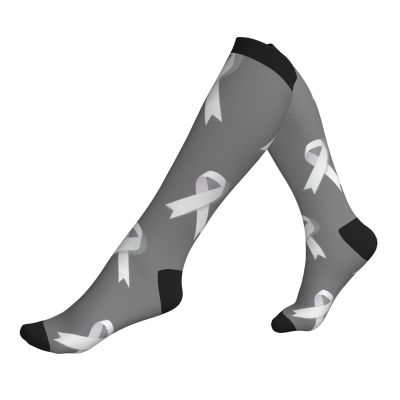 Lung Cancer Awareness Compression Socks for Women and Men 15-20mmHg-Circulation Support Socks