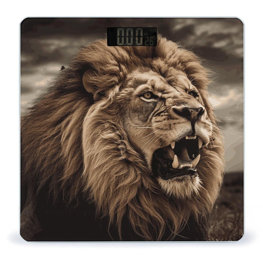 Angry Lion Scale for Body Weight Precision Bathroom Weighing Scales with Back Lit LCD Display Sturdy Tempered Glass Body Weight Scales Digital Bathroom Scale 400lb