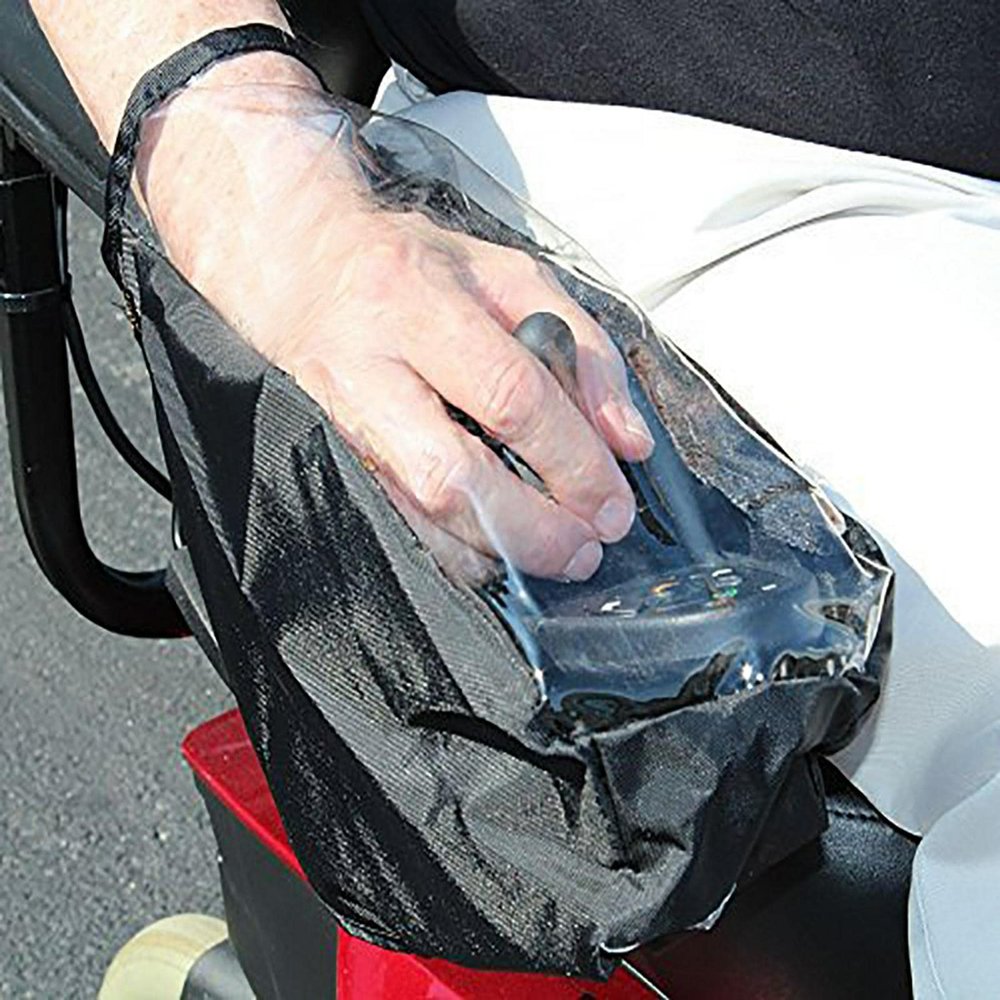 Power Wheelchair Joystick Protector Cover, Waterproof Electric Arm Control Cover With Adjustable Strap, Electric Wheelchair Wrist Control Protector with Clear Top, Black