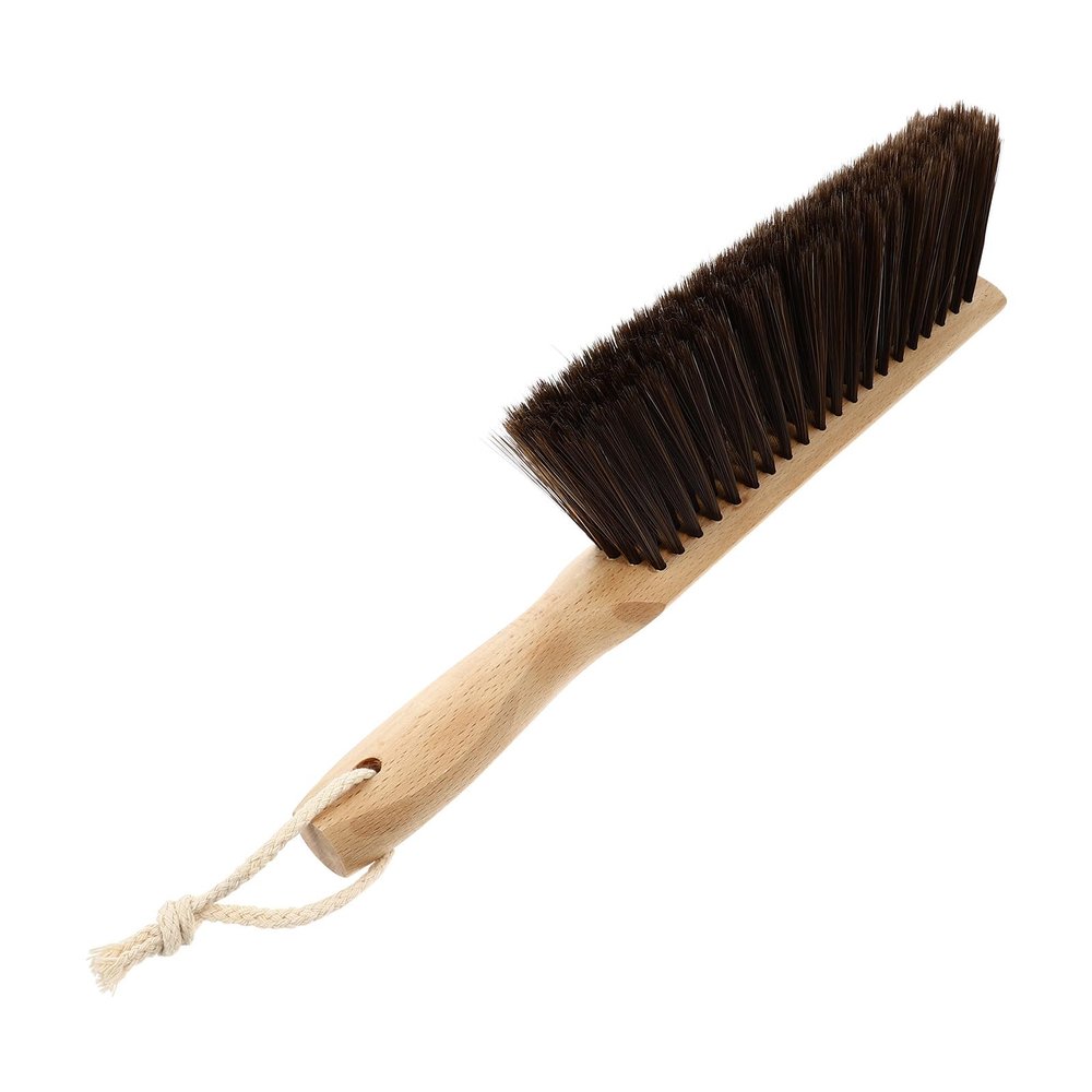 HONMEET Bed Brush and Cleaning Brush with Soft Thick Bristles Large Brown Wooden Handle for Home Clothes Sofa and Bed Cleaning