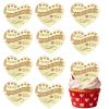 10Pcs Happy Valentine's Day Acrylic Cupcake Topper Acrylic Mirror Heart Cake Engraved Cake Topper Cupcake Decorations for Valentine's Day Birthday DIY dessert decoration view 1