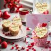 10Pcs Happy Valentine's Day Acrylic Cupcake Topper Acrylic Mirror Heart Cake Engraved Cake Topper Cupcake Decorations for Valentine's Day Birthday DIY dessert decoration view 3