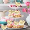 10Pcs Happy Valentine's Day Acrylic Cupcake Topper Acrylic Mirror Heart Cake Engraved Cake Topper Cupcake Decorations for Valentine's Day Birthday DIY dessert decoration view 4