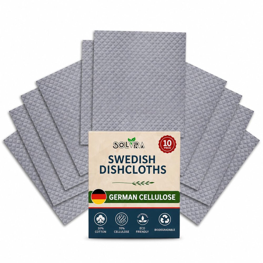 Swedish Dishcloths for Kitchen,10 Pack Reusable Cellulose Sponge Cloths,Ultra Absorbent, Eco-Friendly Cleaning Towels No Odor, Assorted Dishcloths for Washing Dishes & General Cleaning.
