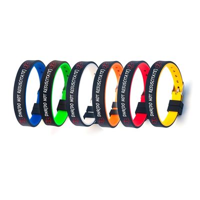 6 Colors Set-D N R (Do Not Resuscitate) Medical Alert Bracelet for Adults & Teens - Adjustable Waterproof Silicone Wristband with Emergency ID Tag - for Men, Women, Nursing Care, Hospital Use