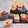 10pcs Happy Valentine's Day cake Toppers Gold rose Heart shape Acrylic Mirror Happy Valentines Day Cake Picks For Valentines Day Birthday view 3