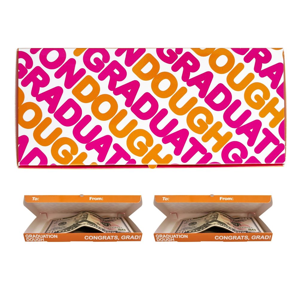 2 Pack Graduation Money Gift Box for Cash & Cards, Dough-Themed Congrats Gift for Grads, Fun Graduation Present for Him Her Teens Students, Class Celebration Gift Packaging