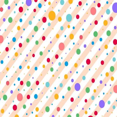 Multicolor Polka Dot & Stripes Pattern Edible Image Photo Cake Topper For Quarter Sheet Cake