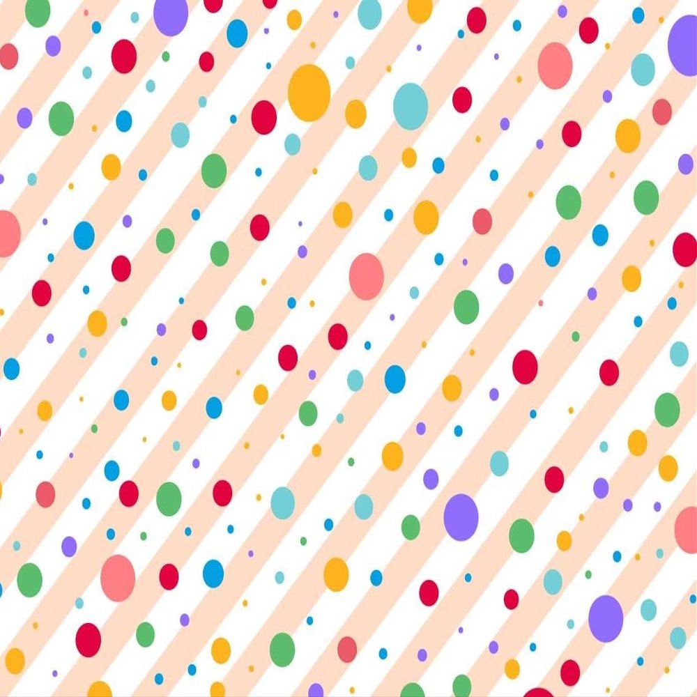 Multicolor Polka Dot & Stripes Pattern Edible Image Photo Cake Topper For Quarter Sheet Cake