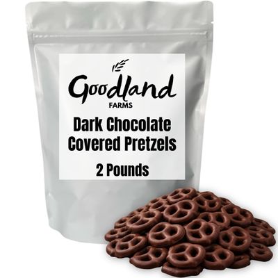 Goodland Farms Dark Chocolate Covered Pretzels, 2 lb Bag, Sweet & Salty Crunchy Pretzel Snack
