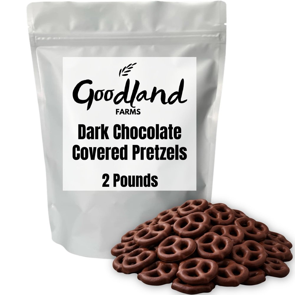 Goodland Farms Dark Chocolate Covered Pretzels, 2 lb Bag, Sweet & Salty Crunchy Pretzel Snack