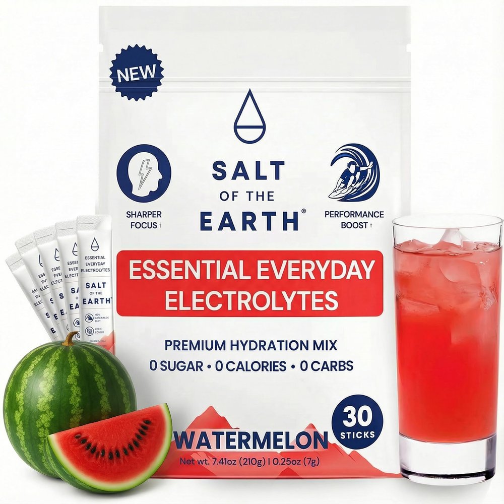 Salt of the Earth Premium Zero-Sugar Electrolyte - Made with Pink Himalayan Salt - Hydration Powder Packets | Premium Ingredients | Keto & Paleo Friendly | 30 Sticks, Watermelon
