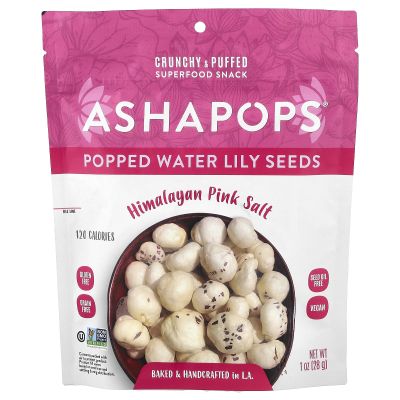 AshaPops Himalayan Pink Salt Popped Water Lily Seeds, 1 OZ