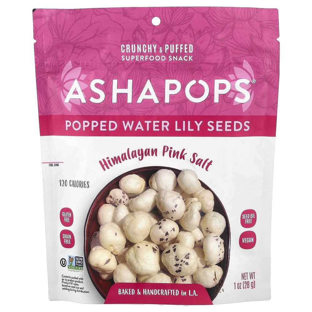 AshaPops Himalayan Pink Salt Popped Water Lily Seeds, 1 OZ
