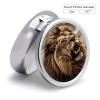 Angry Lion Pill Box 3 Compartment Small, Personalized Pill Organizer with Mirror, Portable Pill Case for Pocket Or Purse, Round Pill Containe Travel Gifts, Pill Holder view 2