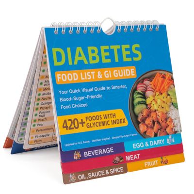 SMYV Diabetes Food List and Meal Planner with Fridge Magnet, Laminated Diabetic Food Chart Cookbook with Glycemic Index Food Guide for Newly Diagnosed, Type 1, Type 2 Diabetes