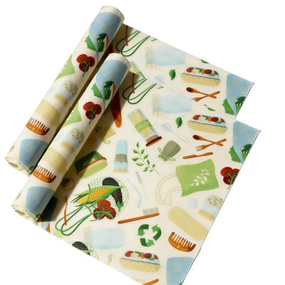 Organic Beeswax Food Wraps 2-Pack, 12x40 Inch Reusable Beeswax Paper - Natural Compostable Eco-Friendly Bowl Cover, Plastic Wrap & Foil Alternative for Bread, Sandwich, Cheese Freshness