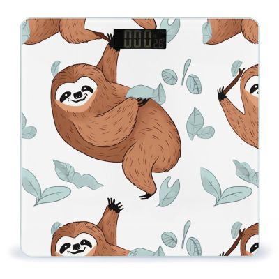 Brown Sloth Scale for Body Weight Highly Accurate Digital Bathroom Body Scale Digital Bathroom Scales for People Anti-Slip Large LCD Display Smart Scales