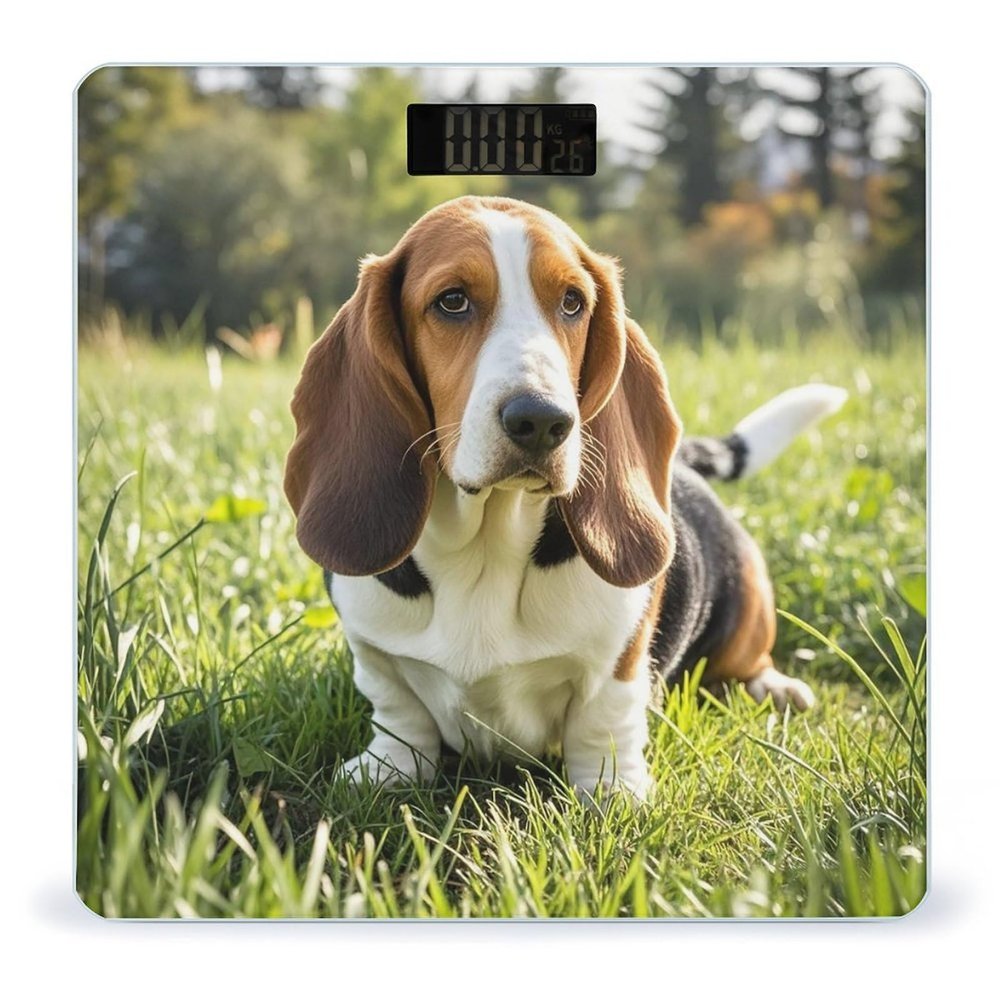 Basset Hound Scale for Body Weight Highly Accurate Digital Bathroom Body Scale Digital Bathroom Scales for People Anti-Slip Large LCD Display Smart Scales