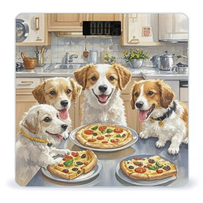 Dogs Eat Pizza Scale for Body Weight Highly Accurate Digital Bathroom Body Scale Digital Bathroom Scales for People Anti-Slip Large LCD Display Smart Scales