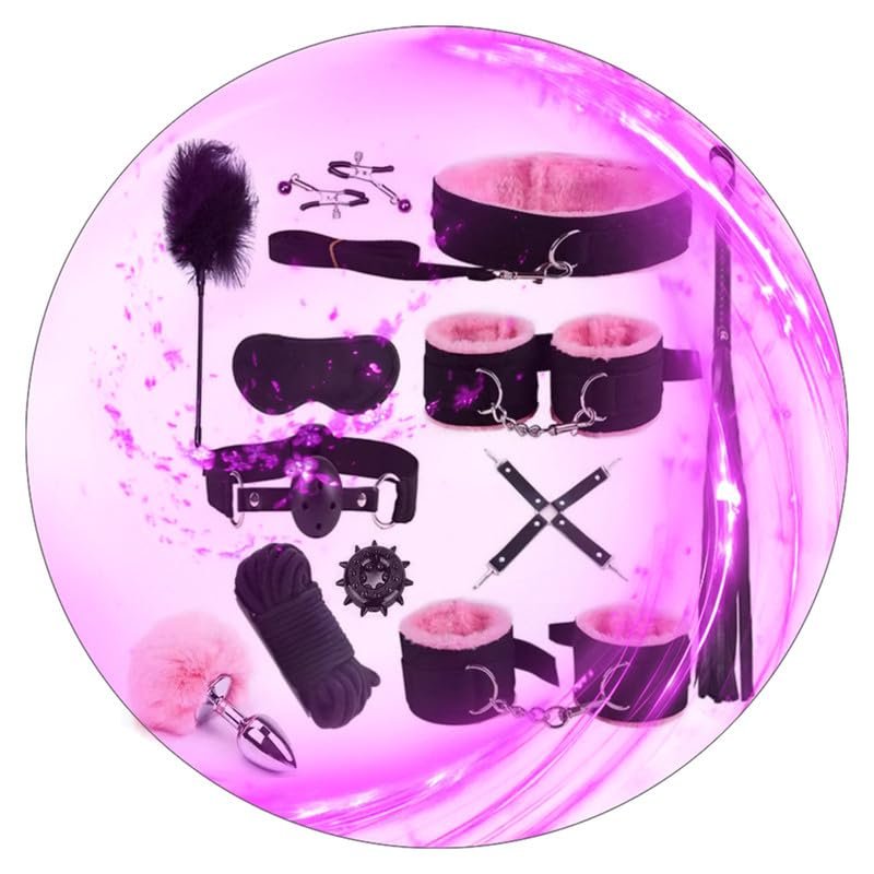 12 Piece Nylon Bedroom Fitness Set with Hip Trainer and Sleep Eye Mask - D10 (Pink)