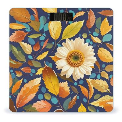 Leaves and Flowers Scale for Body Weight Highly Accurate Digital Bathroom Body Scale Digital Bathroom Scales for People Anti-Slip Large LCD Display Smart Scales