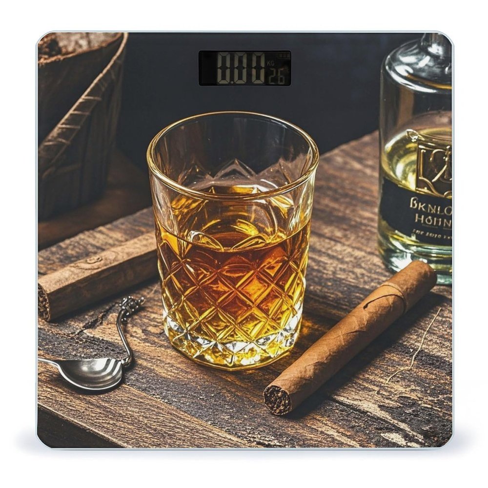 Whisky and Cigar Scale for Body Weight Highly Accurate Digital Bathroom Body Scale Digital Bathroom Scales for People Anti-Slip Large LCD Display Smart Scales