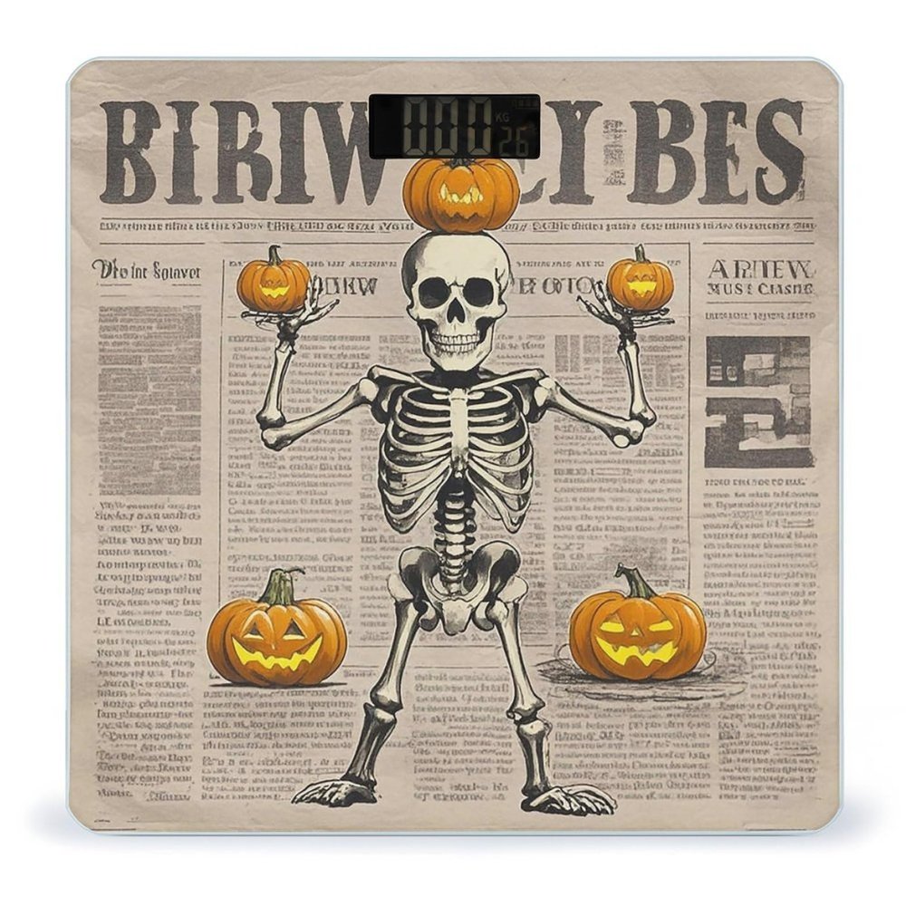 Skeleton Pumpkin Scale for Body Weight Highly Accurate Digital Bathroom Body Scale Digital Bathroom Scales for People Anti-Slip Large LCD Display Smart Scales