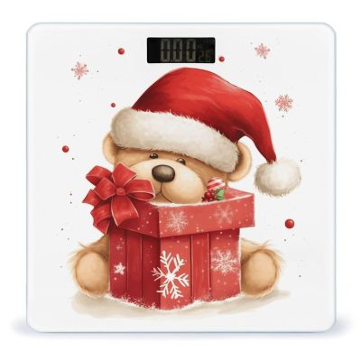 Santa Hat Gift and Merry Christmas Scale for Body Weight Highly Accurate Digital Bathroom Body Scale Digital Bathroom Scales for People Anti-Slip Large LCD Display Smart Scales