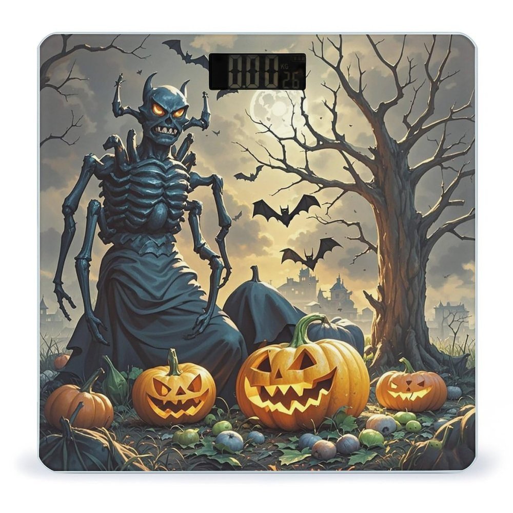 Spider Monster and Pumpkin Scale for Body Weight Highly Accurate Digital Bathroom Body Scale Digital Bathroom Scales for People Anti-Slip Large LCD Display Smart Scales
