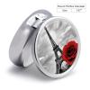 Round Eiffel Tower Red Rose Pill Organizer Pill Box 3 Compartment Portable Travel Medicine Case Daily Mini Compact Medicine Container Storage Vitamin Supplement Dispenser view 2