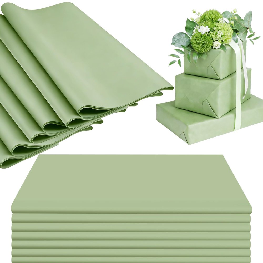 500 Sheets Sage Green Tissue Paper Bulk, Sage Green Wrapping Tissue Paper for Mother's Day Spring Home Party Bridal Shower Baby Shower Gift Wrapping Supplies, 14'' x 20''