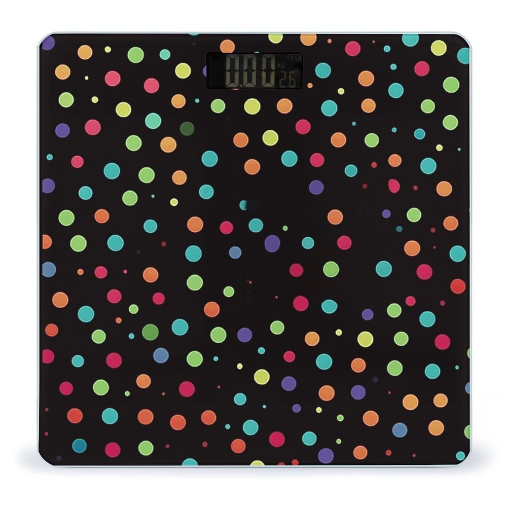 Black Polka Dot Background Scale for Body Weight Highly Accurate Digital Bathroom Body Scale Digital Bathroom Scales for People Anti-Slip Large LCD Display Smart Scales