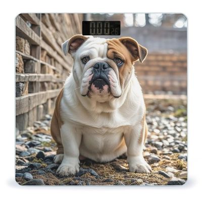 English-Bulldog Scale for Body Weight Highly Accurate Digital Bathroom Body Scale Digital Bathroom Scales for People Anti-Slip Large LCD Display Smart Scales