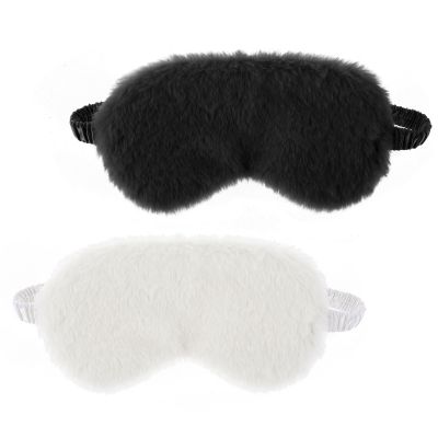 2 Pieces Plush Fluffy Eye Mask Comfortable Blindfold Eye Cover Soft Night Eyeshade Cover Cute Sleep Masks Adjustable Faux Fur Sleeping Mask for Women Men Travel Nap Gift