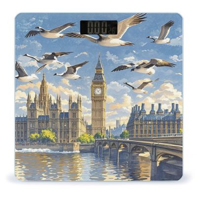 Hand-Painted City Scale for Body Weight Highly Accurate Digital Bathroom Body Scale Digital Bathroom Scales for People Anti-Slip Large LCD Display Smart Scales