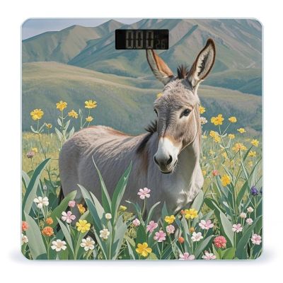 Donkey and Flower Scale for Body Weight Highly Accurate Digital Bathroom Body Scale Digital Bathroom Scales for People Anti-Slip Large LCD Display Smart Scales
