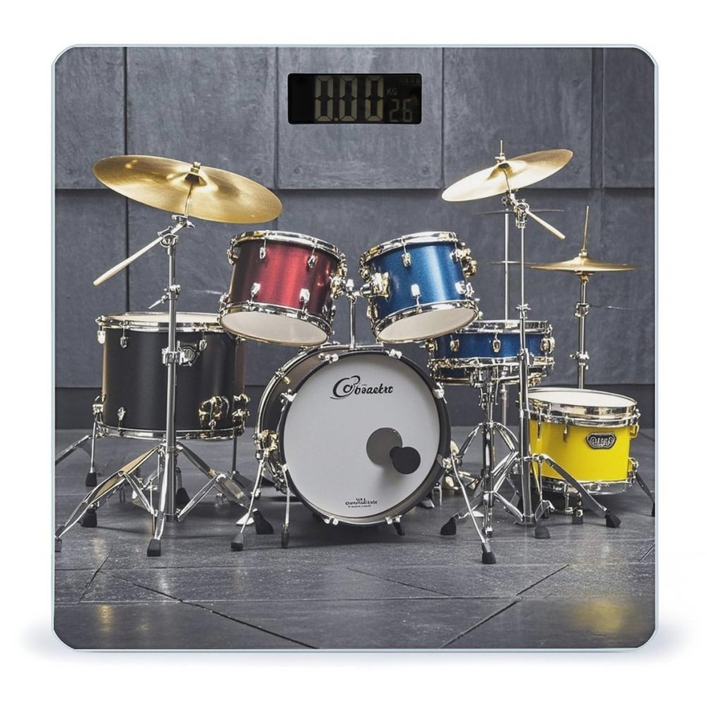 Cool Drum Set Scale for Body Weight Highly Accurate Digital Bathroom Body Scale Digital Bathroom Scales for People Anti-Slip Large LCD Display Smart Scales