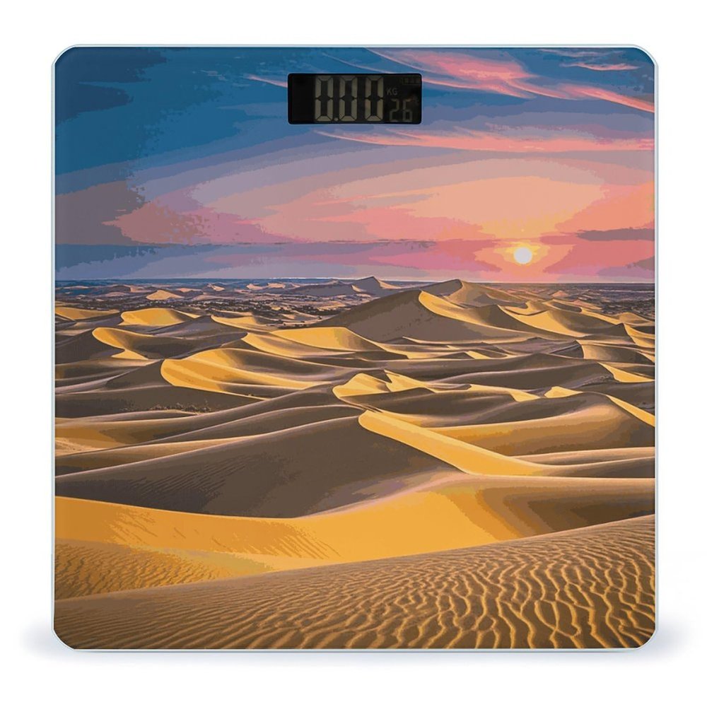 Desert Landscape Scale for Body Weight Highly Accurate Digital Bathroom Body Scale Digital Bathroom Scales for People Anti-Slip Large LCD Display Smart Scales